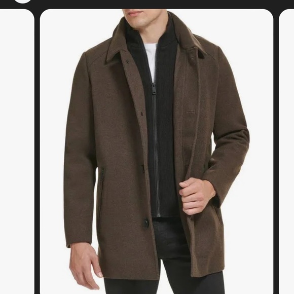 Men’s Kenneth Cole mock neck sweater lined wool blend coat - Picture 1 of 7